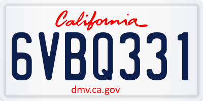 CA license plate 6VBQ331