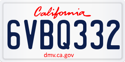 CA license plate 6VBQ332
