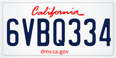 CA license plate 6VBQ334