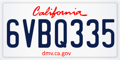 CA license plate 6VBQ335