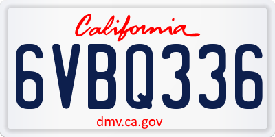 CA license plate 6VBQ336