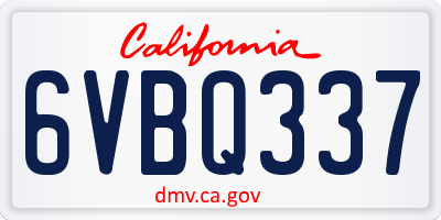 CA license plate 6VBQ337