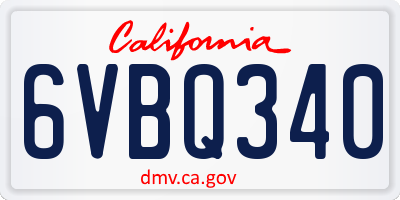 CA license plate 6VBQ340