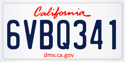 CA license plate 6VBQ341