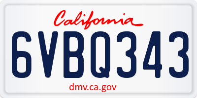 CA license plate 6VBQ343
