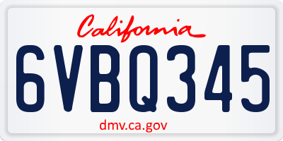 CA license plate 6VBQ345