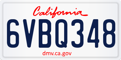 CA license plate 6VBQ348