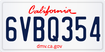 CA license plate 6VBQ354