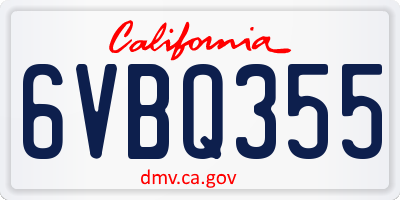 CA license plate 6VBQ355