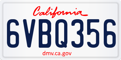 CA license plate 6VBQ356