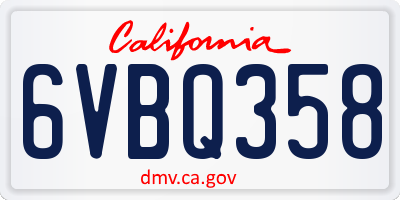 CA license plate 6VBQ358