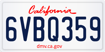 CA license plate 6VBQ359