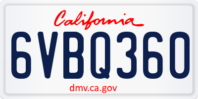 CA license plate 6VBQ360