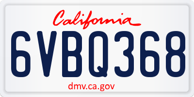 CA license plate 6VBQ368