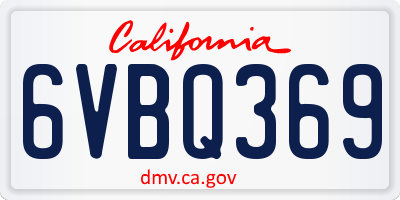 CA license plate 6VBQ369