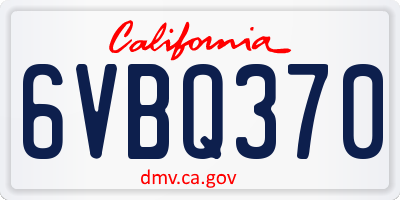 CA license plate 6VBQ370