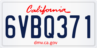 CA license plate 6VBQ371