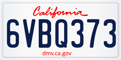 CA license plate 6VBQ373