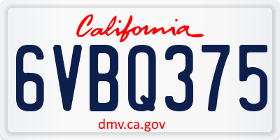 CA license plate 6VBQ375