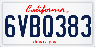 CA license plate 6VBQ383
