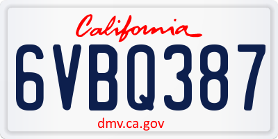 CA license plate 6VBQ387