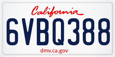 CA license plate 6VBQ388
