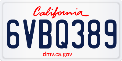CA license plate 6VBQ389