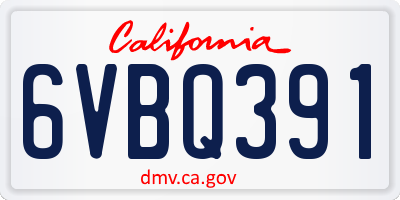 CA license plate 6VBQ391
