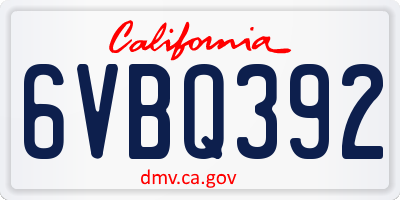 CA license plate 6VBQ392