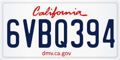 CA license plate 6VBQ394