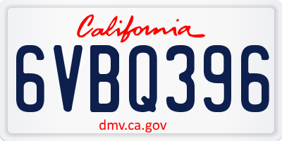 CA license plate 6VBQ396