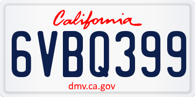 CA license plate 6VBQ399
