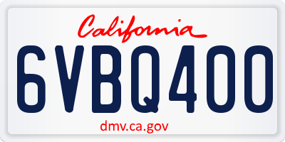 CA license plate 6VBQ400