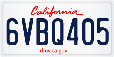 CA license plate 6VBQ405