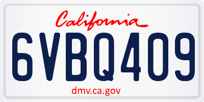 CA license plate 6VBQ409