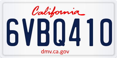 CA license plate 6VBQ410