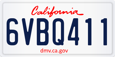 CA license plate 6VBQ411