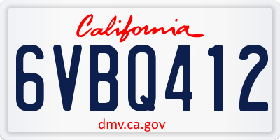 CA license plate 6VBQ412
