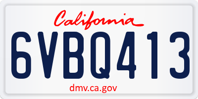 CA license plate 6VBQ413