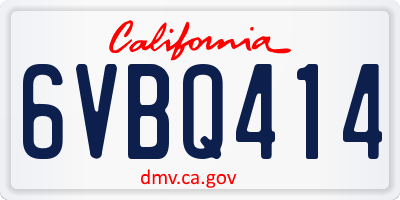 CA license plate 6VBQ414