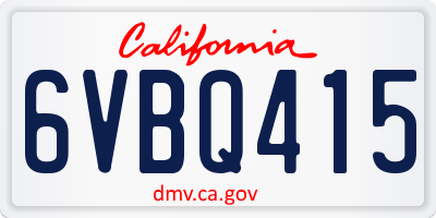 CA license plate 6VBQ415