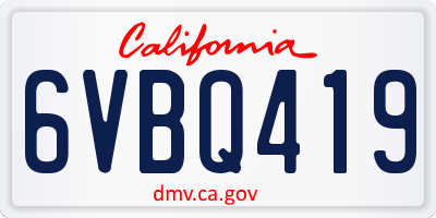 CA license plate 6VBQ419