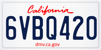 CA license plate 6VBQ420
