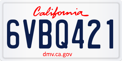 CA license plate 6VBQ421