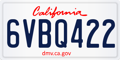 CA license plate 6VBQ422
