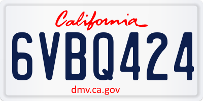 CA license plate 6VBQ424