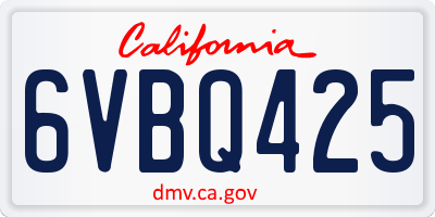 CA license plate 6VBQ425