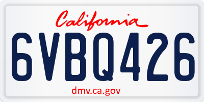 CA license plate 6VBQ426