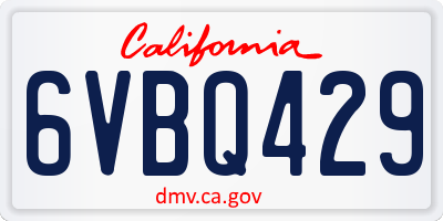 CA license plate 6VBQ429
