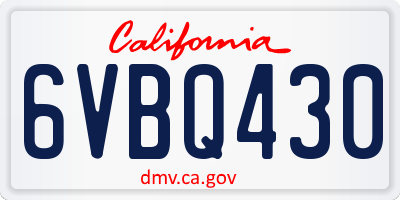 CA license plate 6VBQ430